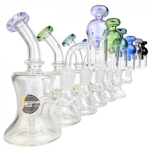 On Point Glass - 5.5" Color Rim Mini Rig Water Pipe Set - With Matching Carb Cap & 14M Banger